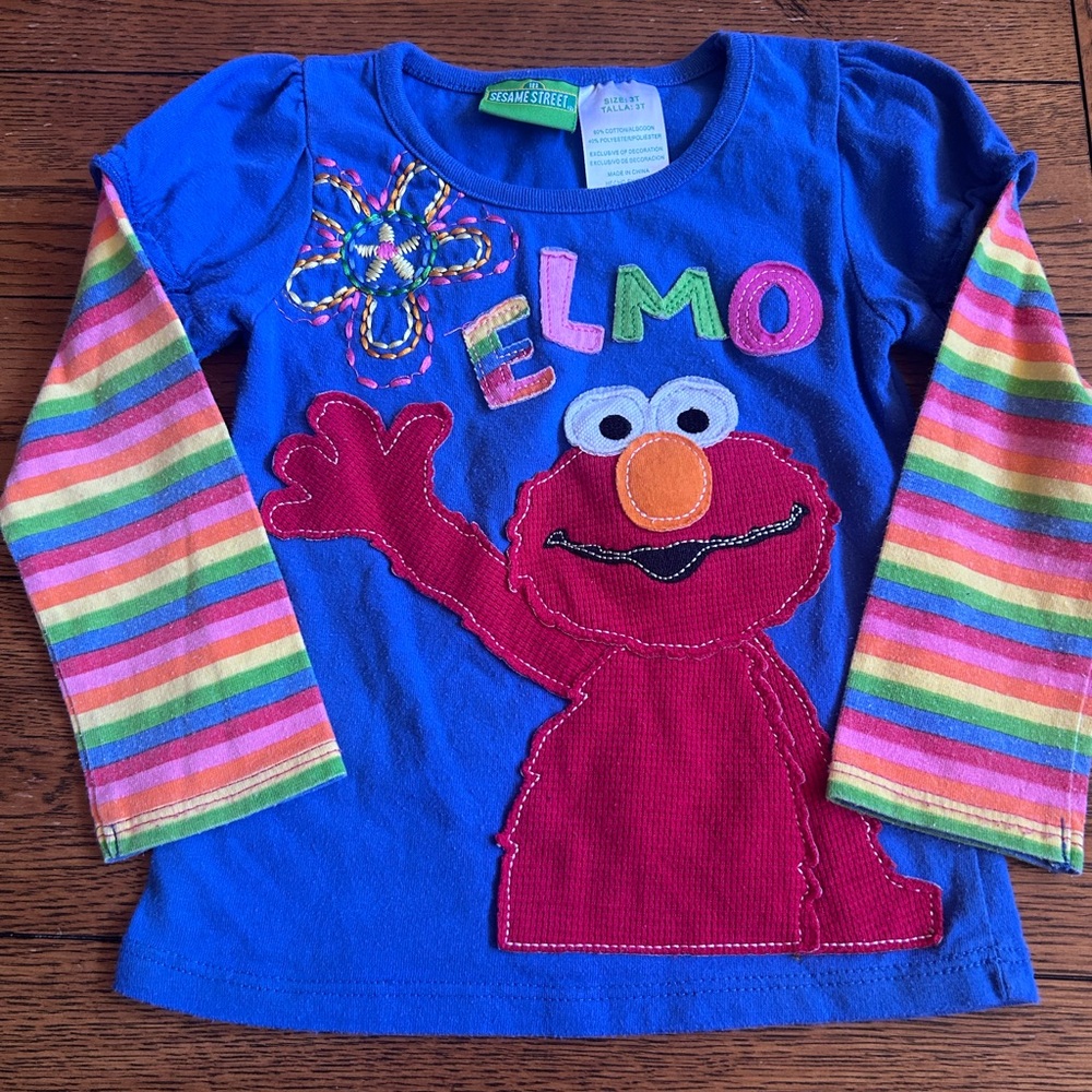 Vintage Sesame Street Elmo Blue Long-Sleeve Top